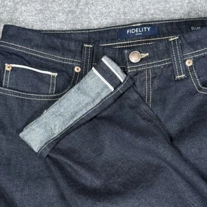 Fidelity Denim Jeans Herren 34x33 Blau Dark Wash Slim Jim Selvedge Straight Leg - Bild 1 von 11