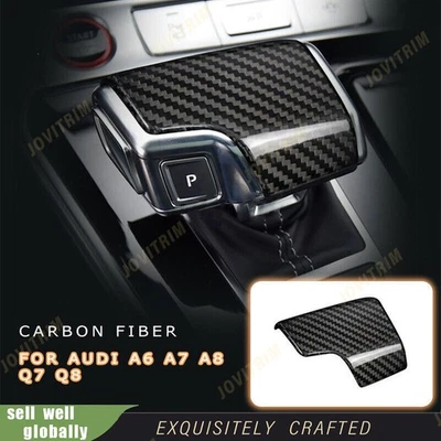 For Audi A8 Q7 Q8 A6 S7 S6 RS6 Real Carbon Fiber Car Gear Shift Knob Trim Cover Foto 1 de 4