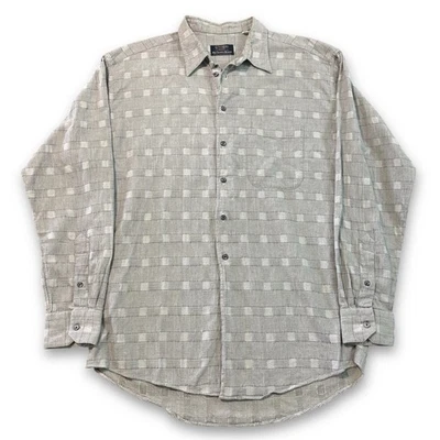 Gitman Bros Shirt Textured Linen Blend Mens Large Plaid Vintage Classic Knit USA - Image 1 of 4