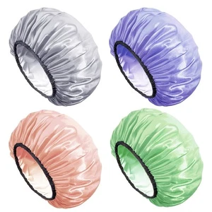 Aquior Shower Cap,Shower Caps for Women Long Hair,Silky Satin Hair Bonnet Reusab - Picture 1 of 8