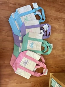 2 PACK Trader Joe's Pastel Mini Canvas Tote Bags 2025 LIMITED EDITION NWT - Picture 1 of 5