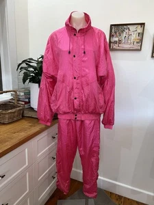 Vintage RAAM PINK TRACKSUIT SIZE S 10-12 Kath & Kim Kel Swishy Parachute - Picture 1 of 12