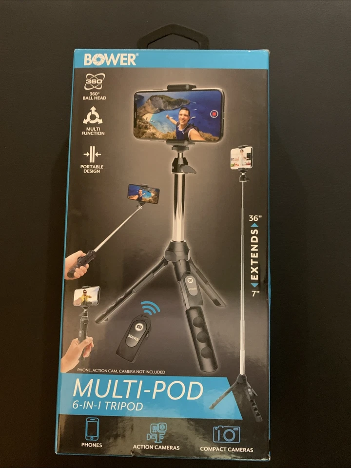 BOWER MULTI POD 6-in-1 Tripod Remote Shutter Smartphones-Camera Selfie Stick - Image 1 of 4