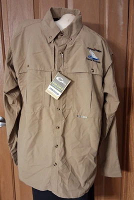 Drake Waterfowl Shirt Tan Long Sleeves Breathable Buttons Roll Up Sleeves Size M - Image 1 of 4