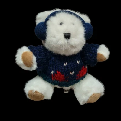 Hugfun Teddy Bear Plush Toy in Blue Sweater & Ear Muffs, 6" - Pre-Owned - Image 1 of 4