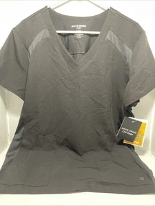 White Cross V-Tess Scrub Top NWT Sz. XLG Black - Picture 1 of 3