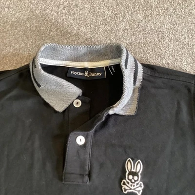 Psycho Bunny Polo Shirt Boys 10-12 Black Short Sleeve Tipped Collar Embroidered - Image 1 of 4