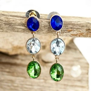 Wunderschöne elegante Vintage Ohrringe mit funkelnden Strass Glassteinen - Bild 1 von 8