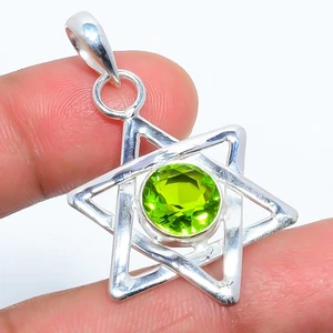 Stern - Peridot versilbert Schmuck Anhänger 1,64" M1476, Weihnachtsgeschenk - Bild 1 von 3