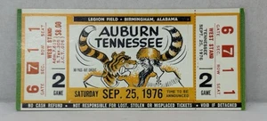 Rare 1976 TENNESSEE Vols vs AUBURN Tigers FULL TICKET - SEC Football - Bild 1 von 2