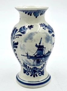 Vtg Genuine Delft De Porceleyne Fles 3-3/4" Miniature Flower Bud Vase - Picture 1 of 9