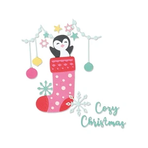 Neu in Verpackung Sizzix Thinlits - Pinguinstrumpf Baumstrumpf Olivia Rose 9 Stanzformen 665677 - Bild 1 von 2