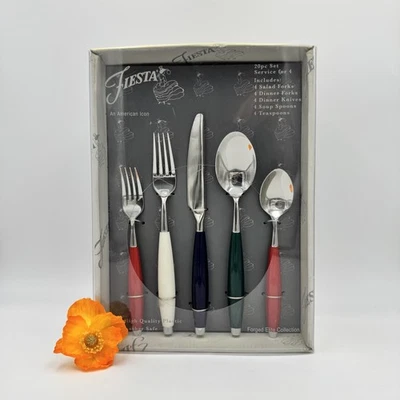 FIESTA Fiestaware Retired NIB 20 Piece Set Service for (4) Flatware Jewel Tone - Image 1 of 4