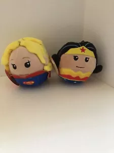 Lot Of 2 - Hallmark Fluffballs DC SUPERGIRL & WONDER WOMAN Ornaments/PLUSH~ NEW - Picture 1 of 8