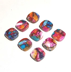 Natural Pink Dahlia Copper Turquoise Gemstone Earrings Supply Cushion Cabochon - Picture 1 of 11