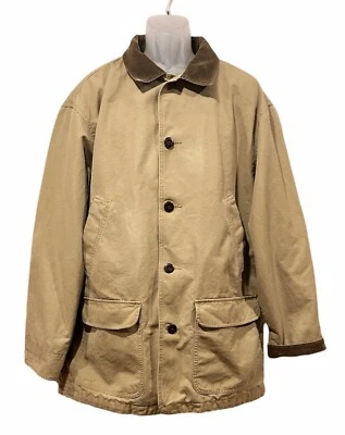 Chaqueta LL Bean Chore Abrigo de Granero Borde de Pana Para Hombre XL Tostado Forrado *Defectos LEER Foto 1 de 4