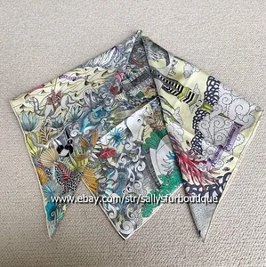 Sallys 18 Momme Twill Silk Wrap Scarf Double Face Shawl 90cm "Universe" Print - Picture 1 of 29