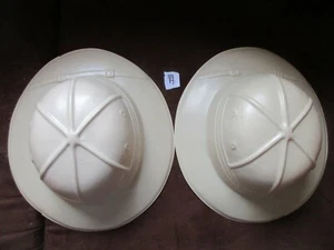 Set of 2 Fun Khaki Tan Plastic Safari Party hat Halloween sun Hat Jungle theme - Picture 1 of 6