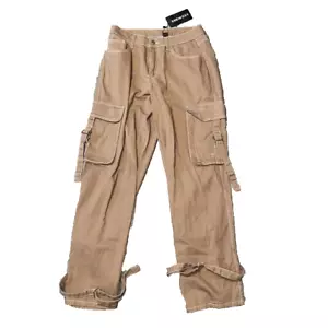 Shein SXY Womens Brown Tie Hem Bottom Ankle Causal Jeans Denim Pants NWT - Picture 1 of 6