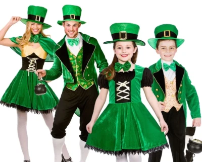St Patricks Day Fancy Dress Costume Kids Adults Leprechaun St Paddys Irish - Image 1 of 4