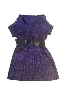 No Boundaries Women Cowl Neck Sweater Tunic Top Purple Black Size Medium - Picture 1 of 5
