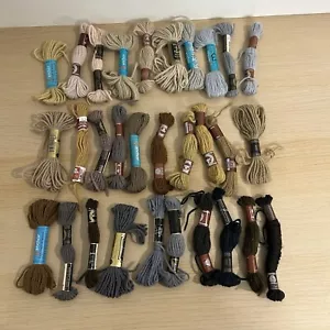 30 x Wool Skeins Tapestry Skein Yarn Bundle Lot Needlepoint DMC Grey Brown - Picture 1 of 17