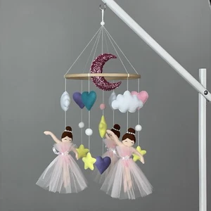 Ballerina culla mobile bambino bambina decorazione asilo boho feltro appeso mobile - Foto 1 di 12