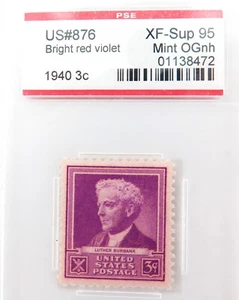 .US STAMP #876 1940 3c BRIGHT RED VIOLET PSE GRADED XF-SUP 95 MINT OGnh. - Picture 1 of 2