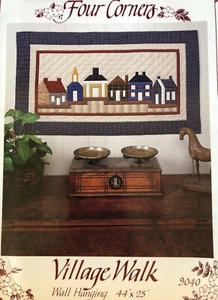 Vintage Quilt Pattern: Village Walk 44" x 25" Wall Hanging - Four Corners - Picture 1 of 4
