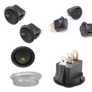 50 Pz. INTERRUTTORE luminoso rotondo impermeabile con spia led giallo 230V 10A - Foto 1 di 3