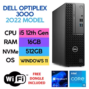 Dell Optiplex SFF 3000 i5 12a generazione Windows 11 16 GB 512 GB NVMe M2 PC desktop (C) - Foto 1 di 12