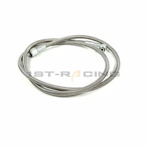 AN-4 Steel Braided Turbo Oil Feed Line 24"Length 4AN 90 Degree Straight Hose End - Picture 1 of 5