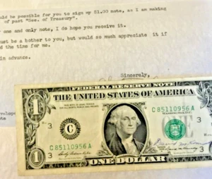 US currency Autographed signed Paper Money US dollars Kennedy Secretary Treasure - Picture 1 of 10