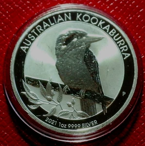 Moneda de 1 dólar australiana Kookaburra 2021 1 oz. Plata fina .999 en cápsula como nueva - Imagen 1 de 4