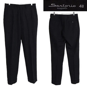 Sartorio Napoli Flat Front Wool Mohair Nailhead Slim Blue Dress Pants 32X32 - Foto 1 di 7