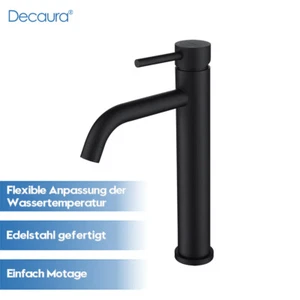 Decaura Grifo Alto Baño Lavabo Grifo para Lavabo Sobre encimera Negro - Imagen 1 de 10