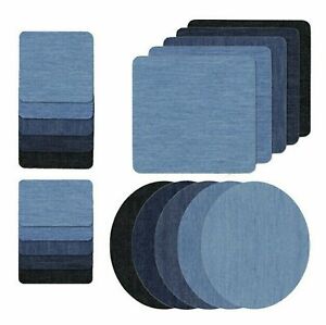 5 Colors DIY Iron on Denim Fabric Patches for Clothing Jeans Repair Kit（20pcs ）