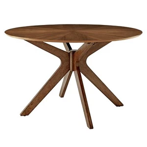 Modway Crossroads 47" Round Wood Dining Table, Walnut - Picture 1 of 9