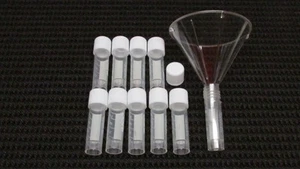 10 Plastic 1/2 oz Gold Vials & Funnel Panning Mining Prospecting Dredge Sluice - Picture 1 of 1