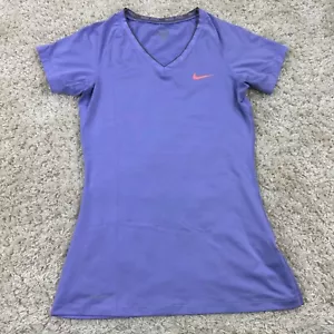 Nike Pro Womens Small Short Sleeve Compression Shirt Light Purple V Neck - Picture 1 of 6