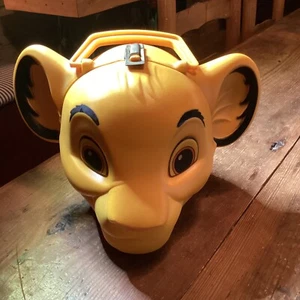 Vintage Disney Lion King Simba Head Lunch Box Hard Plastic Aladdin Juice Box - Picture 1 of 13