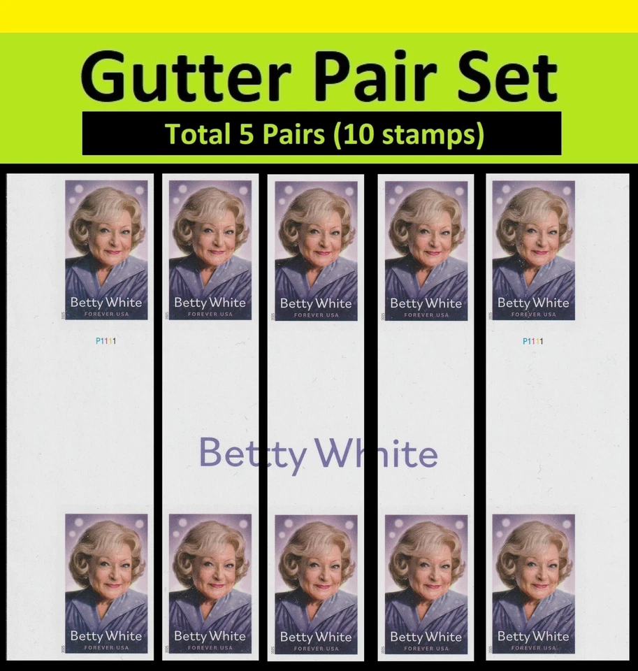 US 5976a Betty White imperf NDC horz gutter pair set 5x2 MNH 2025 - Image 1 of 1
