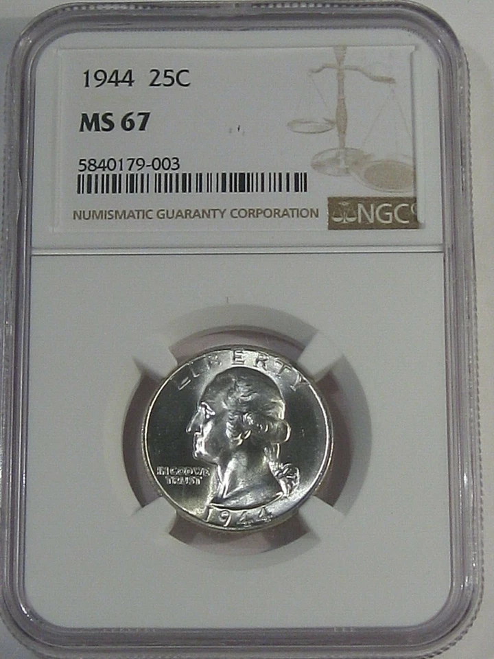 BU GEM 1944 Silver Washington Quarter NGC MS67. #23 - Image 1 of 4