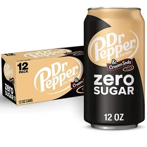 Dr Pepper & Cream Soda Zero Sugar 12 oz Cans (Pack Of 12) Free Shipping - Picture 1 of 9