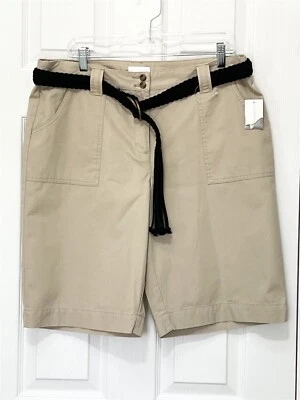 Bermudas Charter Club talla 14 x 11,5" beige safari con cinturón Allison Fit nuevas con etiquetas Foto 1 de 4