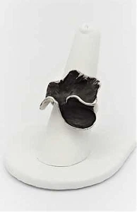 Designer HOB Mexico New York Abstract Mod Flower Sterling Cocktail Ring 1980s - Picture 1 of 8