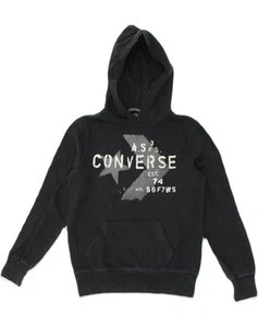 CONVERSE Womens Graphic Hoodie Jumper UK 12 Medium Navy Blue Cotton EJ02 - Picture 1 of 3