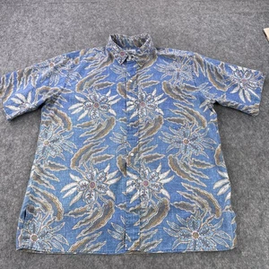 Reyn Spooner Shirt Mens XL Blue Hawaiian Aloha Button Front Tailored in Hawaii - Picture 1 of 10