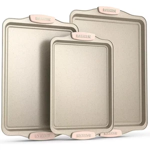 3-Piece Nonstick Cookie Sheets Set for Baking-White Marble - Picture 1 of 8