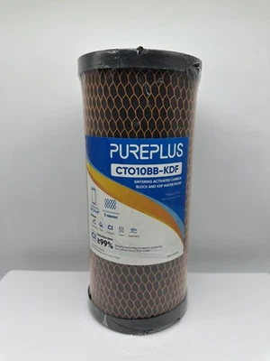 Cartucho de filtro de agua de carbono sinterizado Pureplus CTO10BB-KDF 5 micras 10" x 4,5" Foto 1 de 4